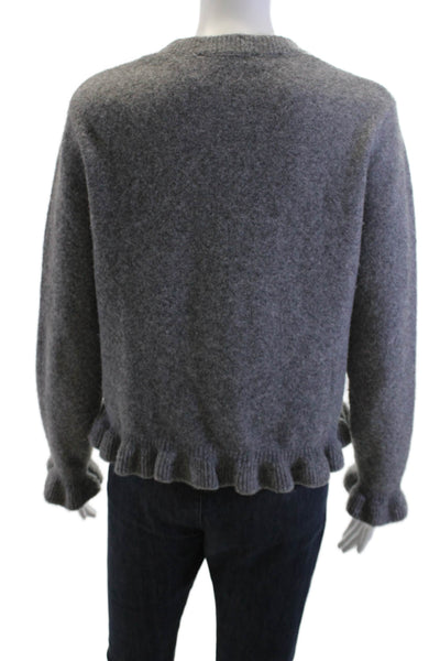 Zara Womens Cardigan Gray Button Crew Neck Long Sleeve Size M