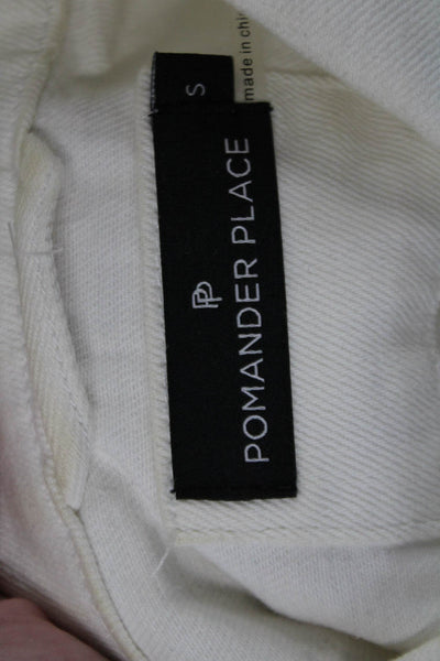 Pomander Place Women White Cotton Collared Button Jacket Long Sleeve Size S