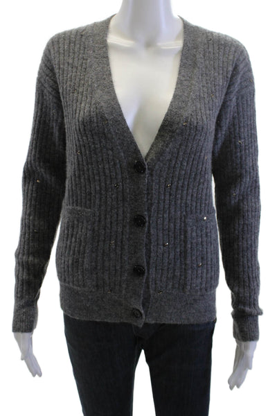 Odeeh Unisex Cardigan Dark Gray V-Neck Button Alpaca Wool Size 2XS