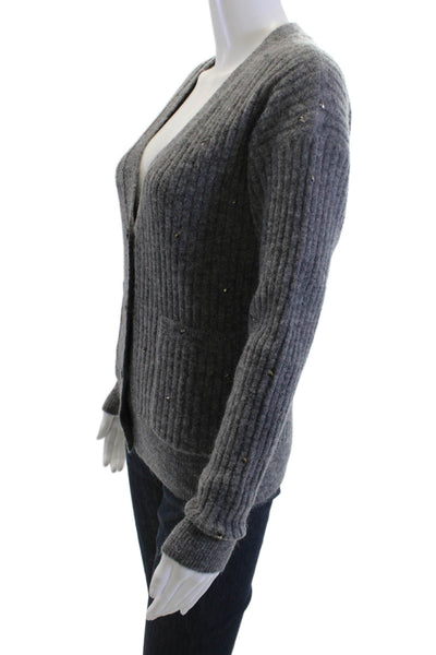 Odeeh Unisex Cardigan Dark Gray V-Neck Button Alpaca Wool Size 2XS