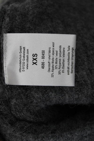 Odeeh Unisex Cardigan Dark Gray V-Neck Button Alpaca Wool Size 2XS