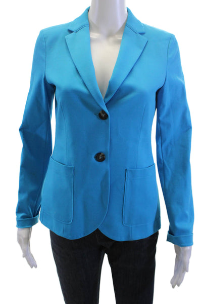 Sharis Womens Two Button Long Sleeve Unlined Blazer Sky Blue Size 28