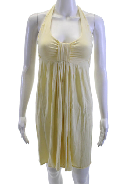 Michelle Jonas Womens Sundress Yellow Tie Waist Sleeveless Knee Length Size S