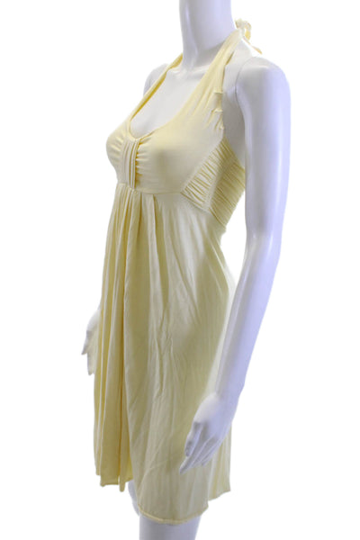 Michelle Jonas Womens Sundress Yellow Tie Waist Sleeveless Knee Length Size S