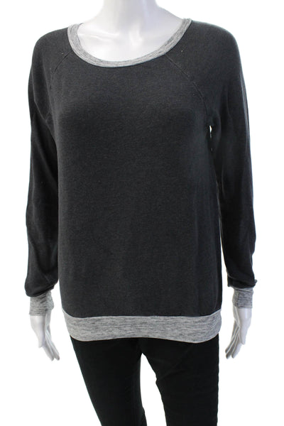 NSF Women Pullover Sweatshirt Dark Gray Cotton Long Sleeve Size S