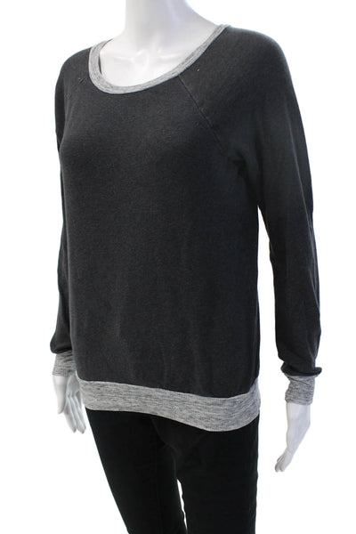 NSF Women Pullover Sweatshirt Dark Gray Cotton Long Sleeve Size S