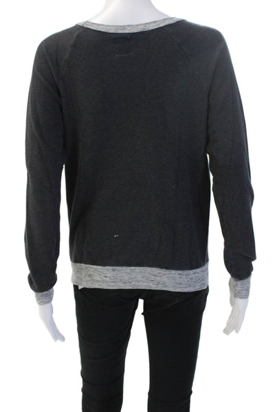 NSF Women Pullover Sweatshirt Dark Gray Cotton Long Sleeve Size S