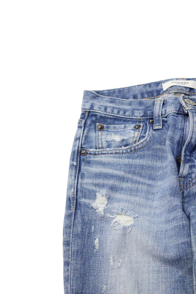 Moussy Women 90s Boyfriend Jeans Blue High Rise 25 Inseam Size 23