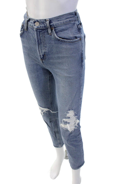 Agolde Women High Rise Cropped Ankle Jeans Blue Size 23