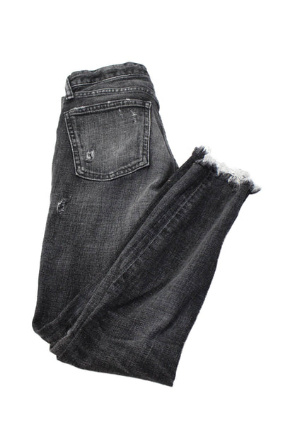 Moussy Womens Skinny Cropped Dark Gray High Rise Button Jeans Size 24