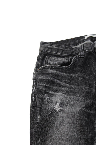 Moussy Womens Skinny Cropped Dark Gray High Rise Button Jeans Size 24