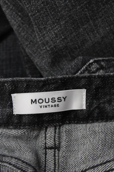 Moussy Womens Skinny Cropped Dark Gray High Rise Button Jeans Size 24