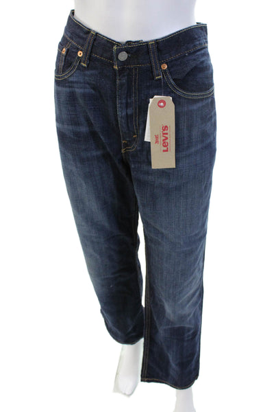 Levis Mens Dark Blue Straight Jeans Button Fly 100% Cotton Size 34