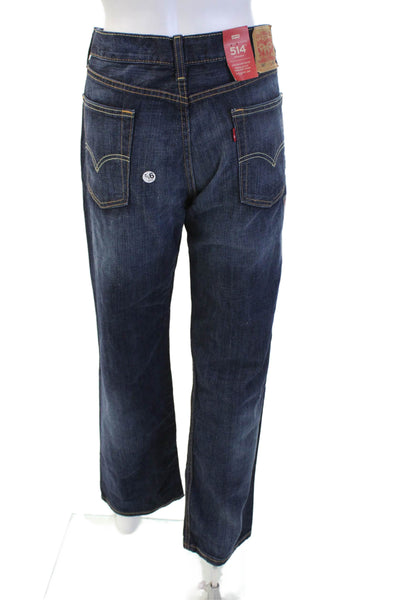 Levis Mens Dark Blue Straight Jeans Button Fly 100% Cotton Size 34
