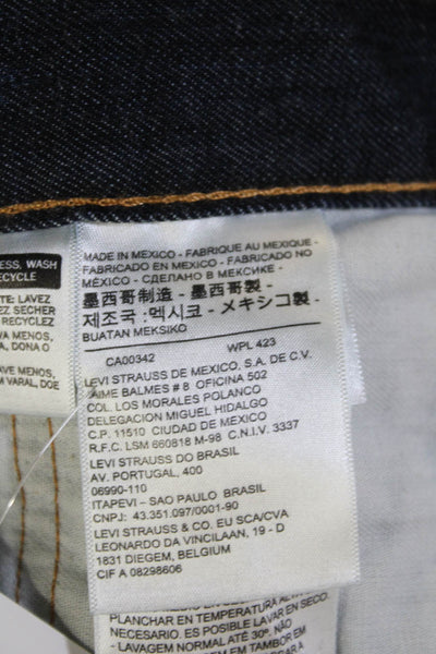 Levis Mens Dark Blue Straight Jeans Button Fly 100% Cotton Size 34