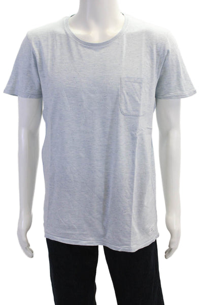 Scotch & Soda Men T-Shirt Light Blue Cotton Short Sleeve Beach Size L