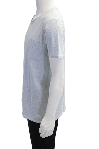 Scotch & Soda Men T-Shirt Light Blue Cotton Short Sleeve Beach Size L