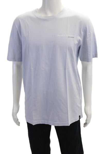 Scotch & Soda Mens Light Blue Crew Neck Short-Sleeve T-Shirt Cotton Size L