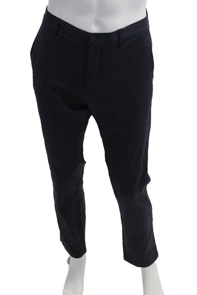 Theory Mens Chino Dress Pants Dark Blue Button Polyester Blend Size 33