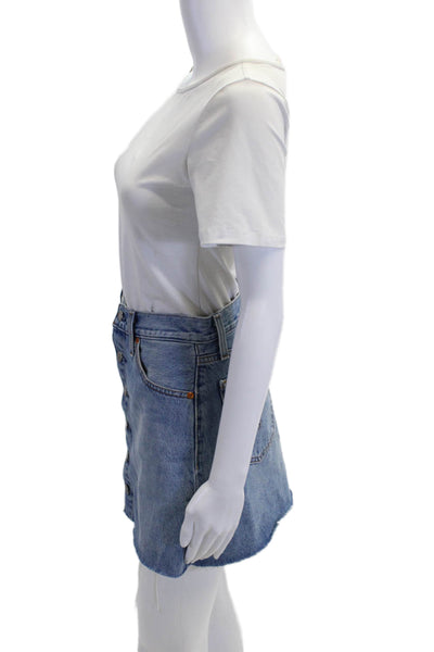 Levis Womens A-Line Mini Skirt Blue 100% Cotton Solid Size 25