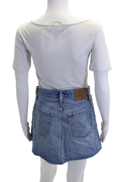 Levis Womens A-Line Mini Skirt Blue 100% Cotton Solid Size 25