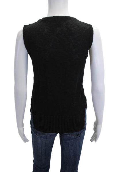 Roi Women Gothic Black V Neck Lace Up Sleeveless Tank 99% Cotton Size S