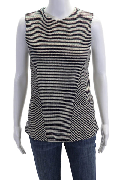 Derek Lam Women Black Geometric Cotton Crew Neck Tank Size 6
