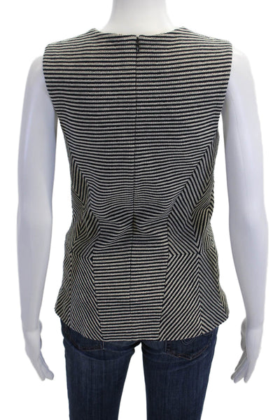 Derek Lam Women Black Geometric Cotton Crew Neck Tank Size 6
