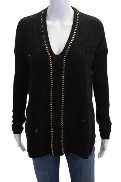 Derek Lam 10 Crosby Womens Black V Neck Long Sleeve Cardigan Size XS