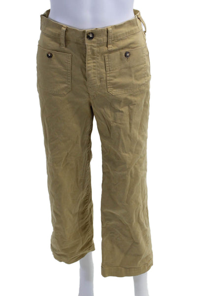 J Crew Womens Chino Pants Beige Cotton Stretch Button Size 25