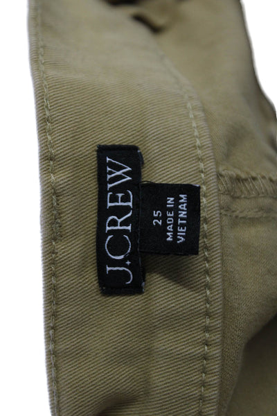 J Crew Womens Chino Pants Beige Cotton Stretch Button Size 25