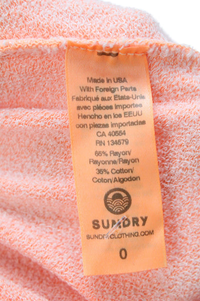 Sundry Women Cropped Jogger Sweatpants Orange Drawstring Heart Size 0