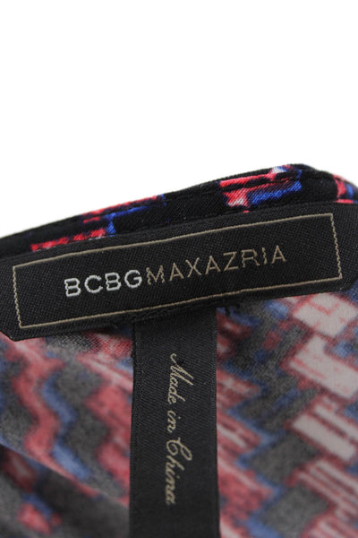 BCBG Max Azria Womens Wrap Dress Black V-Neck 3/4 Sleeve Aztec Size XS
