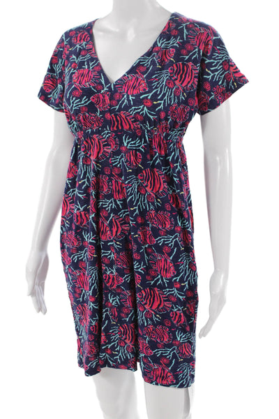 Lilly Pulitzer Women T-Shirt Dress Dark Blue V-Neck Size XS