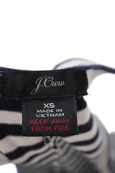 J Crew Women Tank Dress Dark Blue Striped Cotton Knee Length Sleeveless Size XS