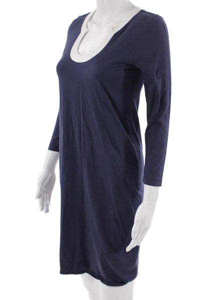 Lilly Pulitzer Women Dark Blue Shift Dress 3/4 Sleeve Pima Cotton Size XS
