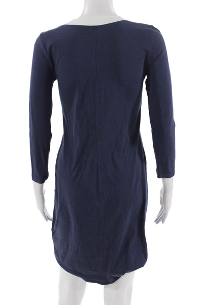 Lilly Pulitzer Women Dark Blue Shift Dress 3/4 Sleeve Pima Cotton Size XS
