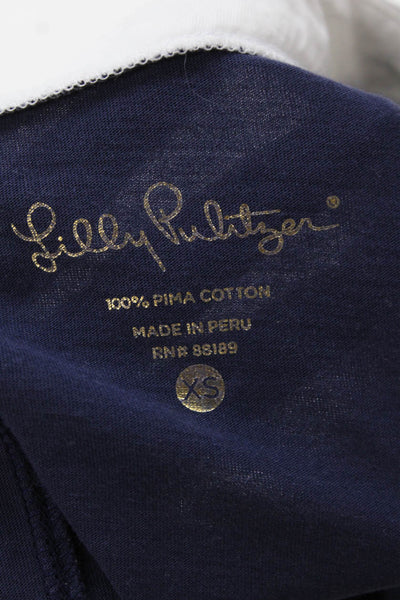 Lilly Pulitzer Women Dark Blue Shift Dress 3/4 Sleeve Pima Cotton Size XS