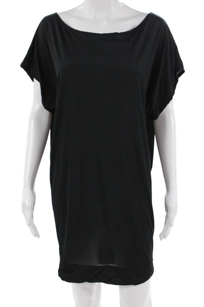 Pain & Sucre Women Shift Dress Black Short Sleeve Round Neck Size S