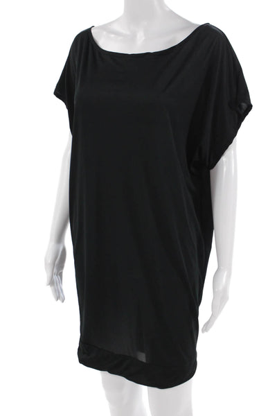 Pain & Sucre Women Shift Dress Black Short Sleeve Round Neck Size S