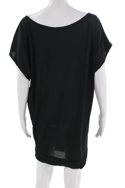 Pain & Sucre Women Shift Dress Black Short Sleeve Round Neck Size S