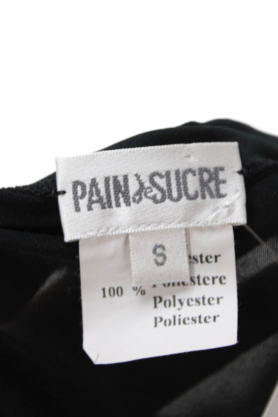 Pain & Sucre Women Shift Dress Black Short Sleeve Round Neck Size S
