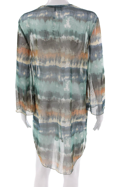 Jordan Taylor Womens Blue Nylon V Neck Long Sleeve Kaftan Cover-Up Size M