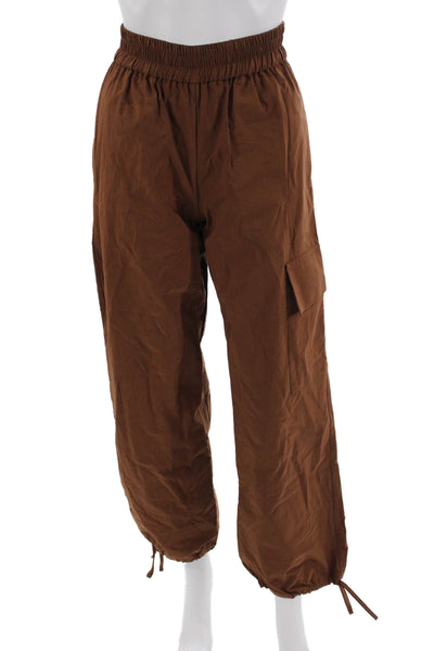 Aligne Unisex Cargo Jogger Pants Brown Drawstring Size 0