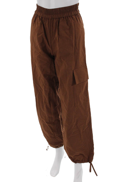 Aligne Unisex Cargo Jogger Pants Brown Drawstring Size 0