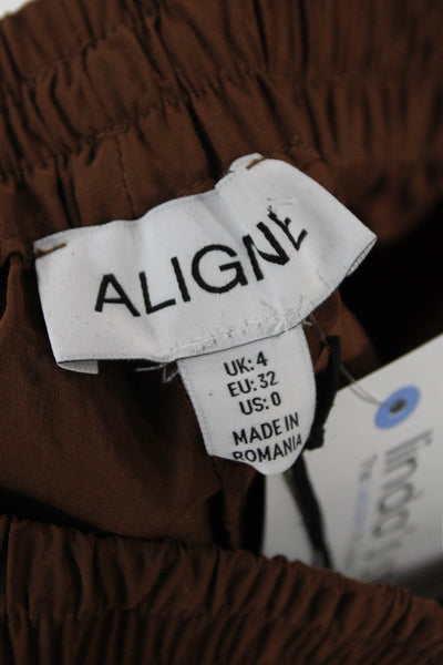 Aligne Unisex Cargo Jogger Pants Brown Drawstring Size 0
