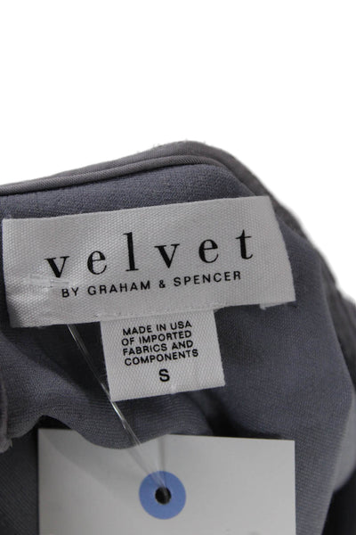 Velvet Womens Bohemian 3/4 Sleeve Round Neck Zip Blouse Dark Gray Size S