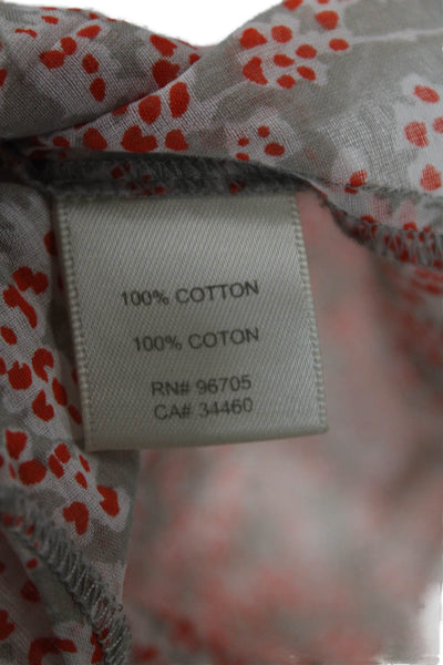 Rebecca Taylor Women Gray Cotton Floral Sleeveless Round Neck Blouse Size 8