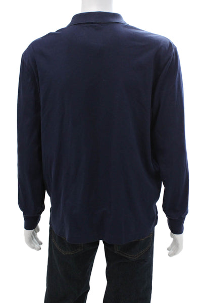 Polo Ralph Lauren Womens Cotton Collared Long Sleeve Polo Shirt Blue Size L