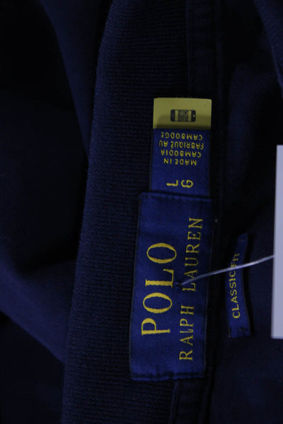 Polo Ralph Lauren Womens Cotton Collared Long Sleeve Polo Shirt Blue Size L